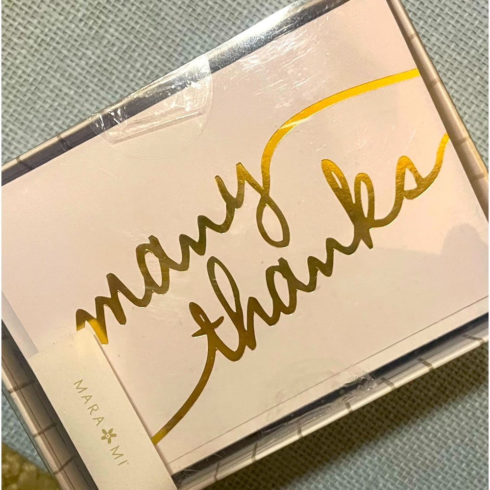 thank you cards & envelopes. Pink and gold, brand new.